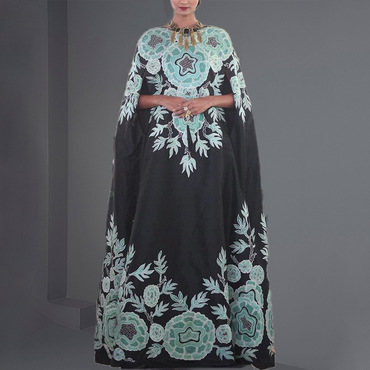 Stylish Printed Ramadan Robe Chic Bat Sleeve Long Group