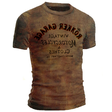 Mens Retro Motorcycle Riding Chic Printed T-shirt