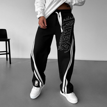 Loose Basketball Letter Print Chic Casual Trousers