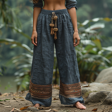 Women's Retro Ethnic Style Chic Loose And Comfortable Long Linen Pants