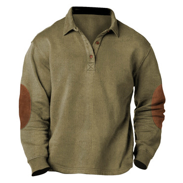 Men's Sweatshirt Vintage Corduroy Chic Polo Collar Color Block Daily Tops