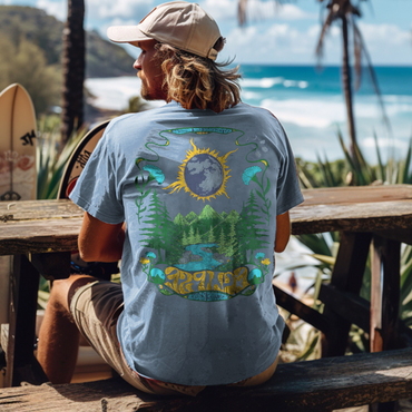 Unisex Vintage Holiday Sun Print Chic Surfwear Printed T-shirt