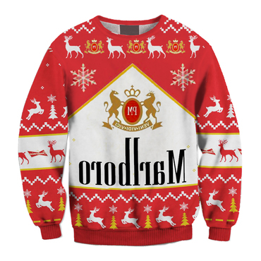 Marlboro Print Fun Ugly Chic Christmas Sweater