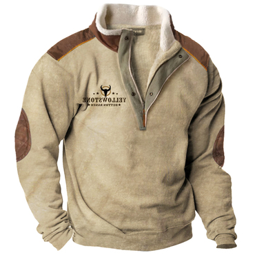 Men's Vintage Western Yellowstone Chic Zipper Stand Collar Sweatshirt