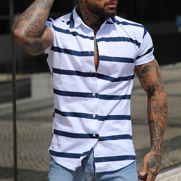 Men's Striped Short Sleeve Chic Base Shirt