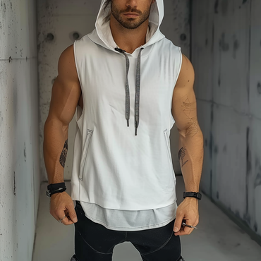 Men's Drawstring Hooded Chic Vest