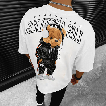 Men's Fashion Casual Los Chic Angeles Bear Print T-shirt