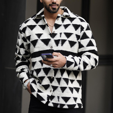 Men's Retro Geometric Long Sleeve Chic Casual Jacket