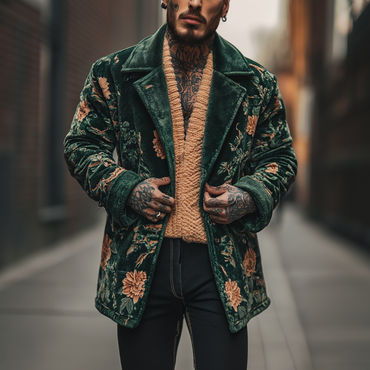 Street Fashion Casual Men's Chic Jacket Printed Jacket Coat