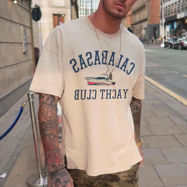 Men's Oversized Vintage Letter Print Chic T-shirt