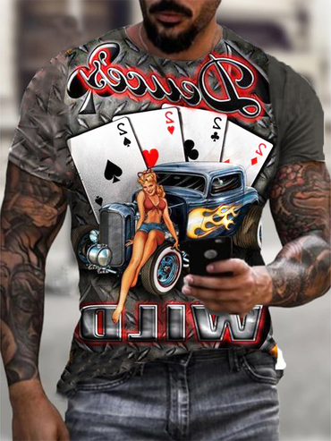 Mens Retro Moto Tin Chic Logo Printed T-shirt