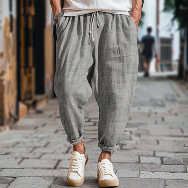 Mens Beach Loose Drawstring Chic Linen Casual Pants