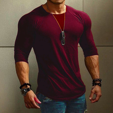 Slim Simple Casual Plain Chic Men's T-shirt