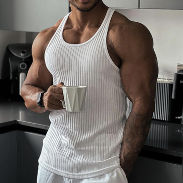 Men's Solid Color Fitness Chic Sports Slim Knitted Vest