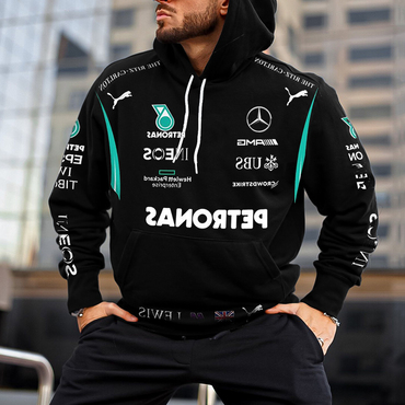 Oversize Racing Printed Chic Hoodie