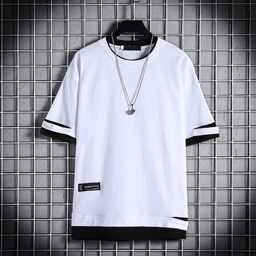 Contrast Black/white Fake Two Chic Piece T-shirts