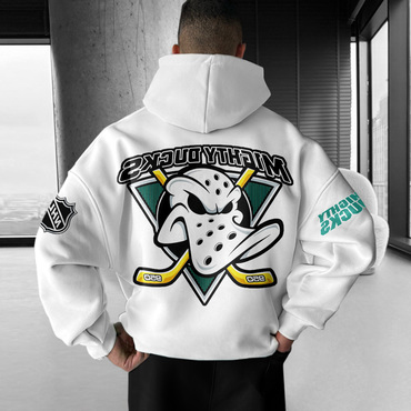 Oversized Casual Men's Hockey Print Chic Hoodie