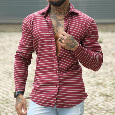 Men's Long Sleeve Striped Chic Shirt