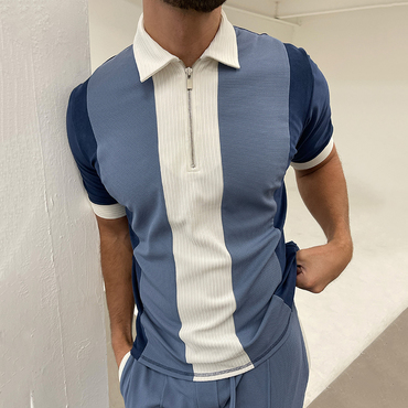 Elegant Color Block Polo Chic Shirt