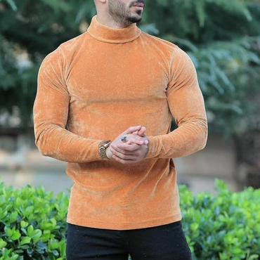 Men's Warm Velvet Slim Chic Fit Basic Long Sleeve T-shirt