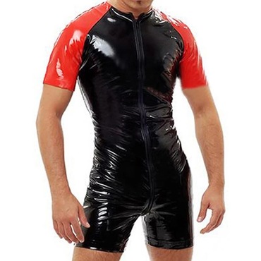 Men's Pvc Bright Leather Chic Sexy Slim Bodysuit