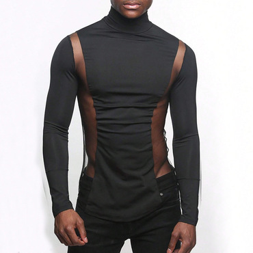 Men's High-necked Long-sleeved Bottoming Chic Shirt