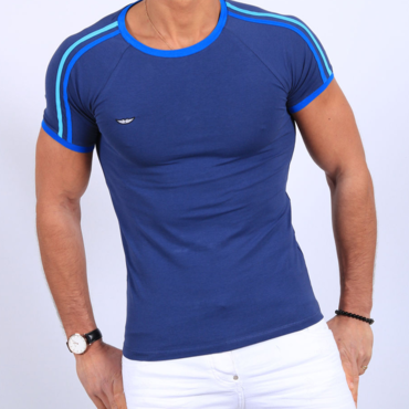 Contrast Stripe Panel Slim Chic Fit T-shirt