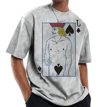 Men's Fun Card Art Chic Jack Of Spades Print Graphic Print Casual Crew Neck Oversized T-shirt