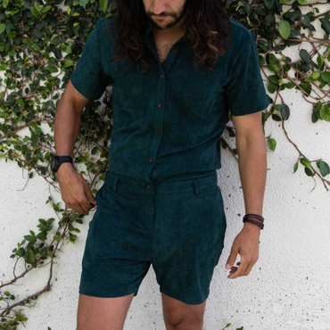 Suede Men's Personalized Jumpsuit Chic Rompers