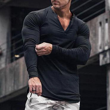 Men's V-neck Tight Casual Chic T-shirt