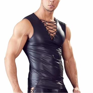 Men's Sexy Matte Leather Chic Tank Top