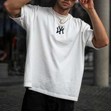 Oversized Casual Men's 'new Chic York Professional Baseball Print'ed T-shirt