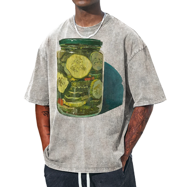 Men's Fun The Last Chic Pickle Art Print Graphic Print Casual Crew Neck Oversized T-shirt