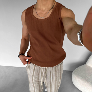 Plain Basic Sleeveless Men's Chic Top