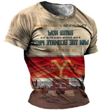 Men's Yellowstone Stagecoach Music Chic Festival Print Daily Short Sleeve Crew Neck T-shirt