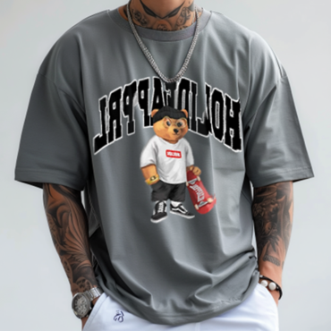 Skateboard Teddy Bear Print Chic Trendy T-shirt