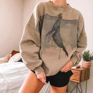 Womens Fashion Round Neck Chic Embroidered Loose Sweatshirt Wq42