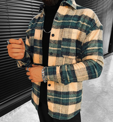 Contrast Plaid Texture Long-sleeved Chic Shirt/jacket