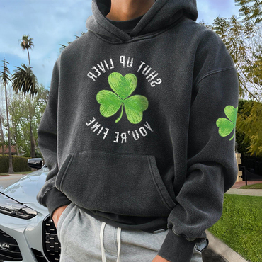 Men's St. Patrick's Day Chic Printed Vintage Long Sleeve Hoodie