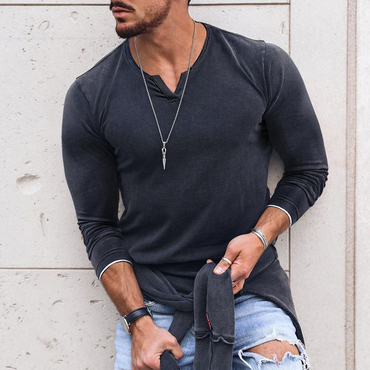 Men's V-neck Casual Long Sleeve Chic T-shirt