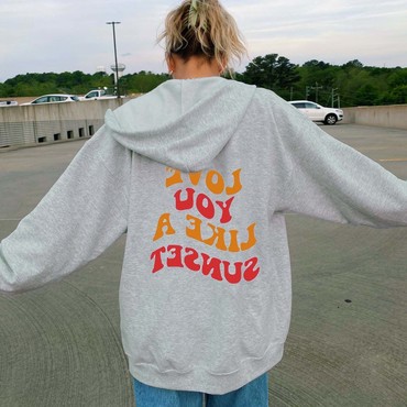 Love You Like A Chic Sunset Print Women's Casual Hoodie