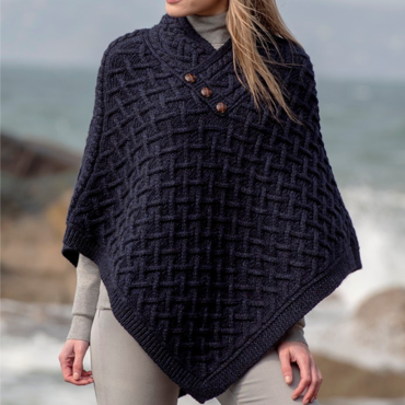 Women's Super Soft Lattice Chic Stitch Poncho