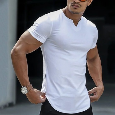 V-neck Men's Casual T-shirt Chic Tops