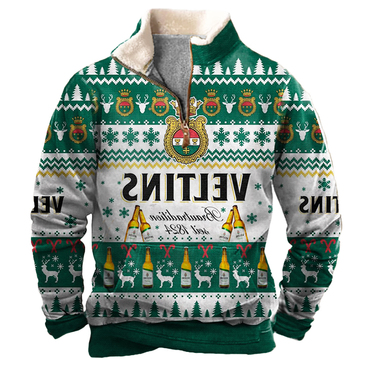 Men's Veltins Print Christmas Print Chic Henley Sweatshirt