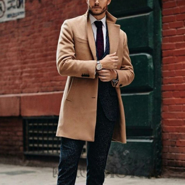 Men's Fashion Vintage Business Chic Trench Coat Mid Length Jacket