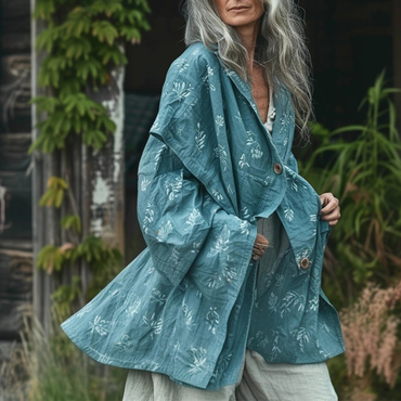 Women's Linen Bohemian Chic Flower Asymmetrical Kimono Jacket