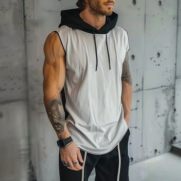 Men's Casual Color Block Chic Hooded Vest