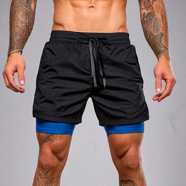 Men's Sports And Fitness Chic Breathable Mesh Double Layer Shorts