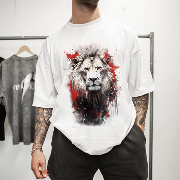 Men's Casual Lions Print Chic T-shirt