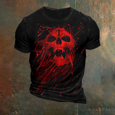 Skull And Cross Halloween Print Chic T-shirt